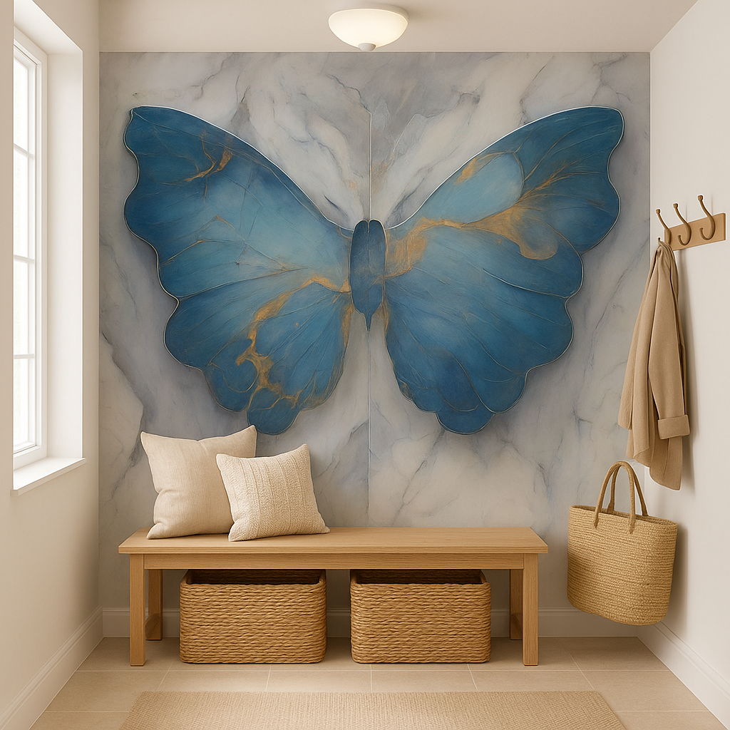 Bold Blue Butterfly Bedroom Mural
