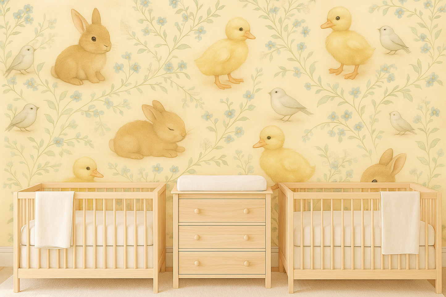 Bunny & Duckling Nursery Mural Wallpaper
