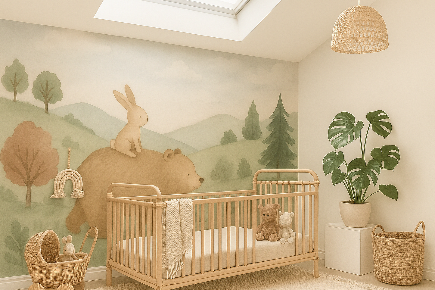 Bear & Bunny Nursery Woodland Mural Wallpaper