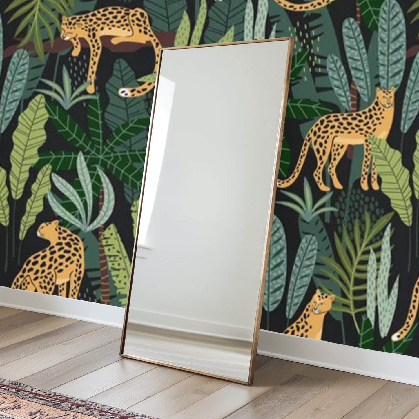 Forest Green Leopard Essence Mural