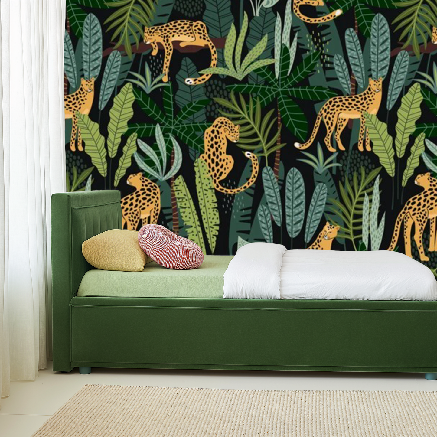 Forest Green Leopard Essence Mural