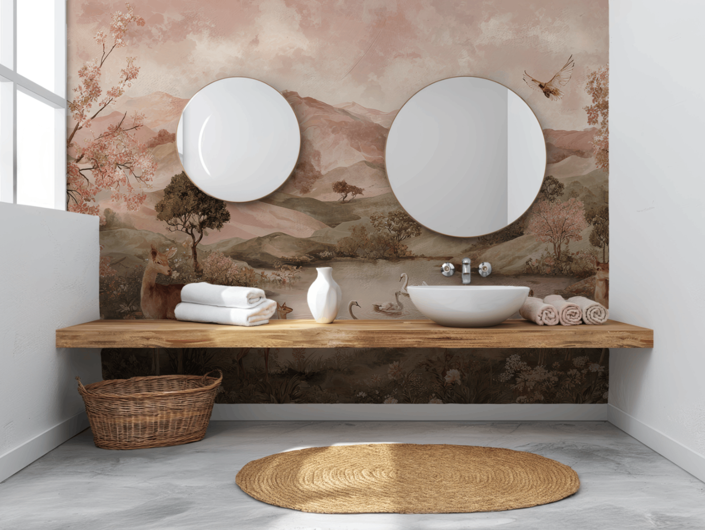 Rustic Mountain Landscape Mural Wallpaper