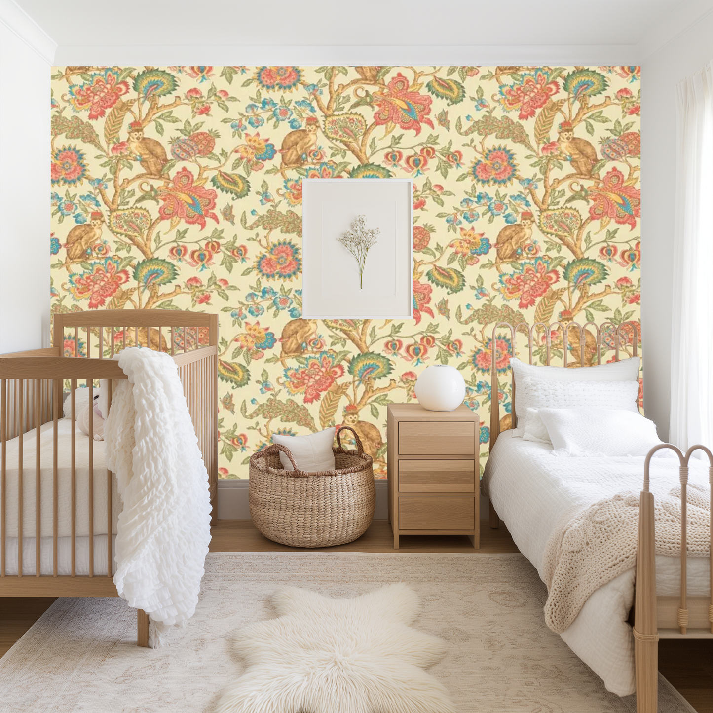 Botanical Yellow Monkey Meadow Mural