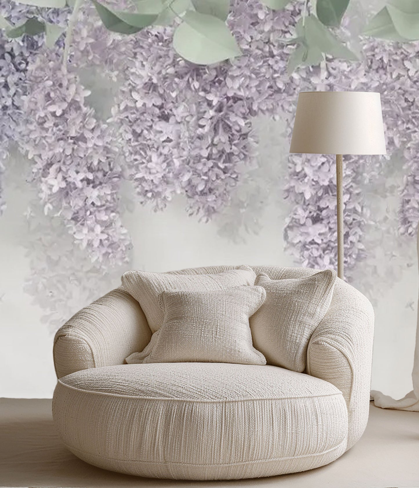 Lavender Purple Wisteria Mural Wallpaper
