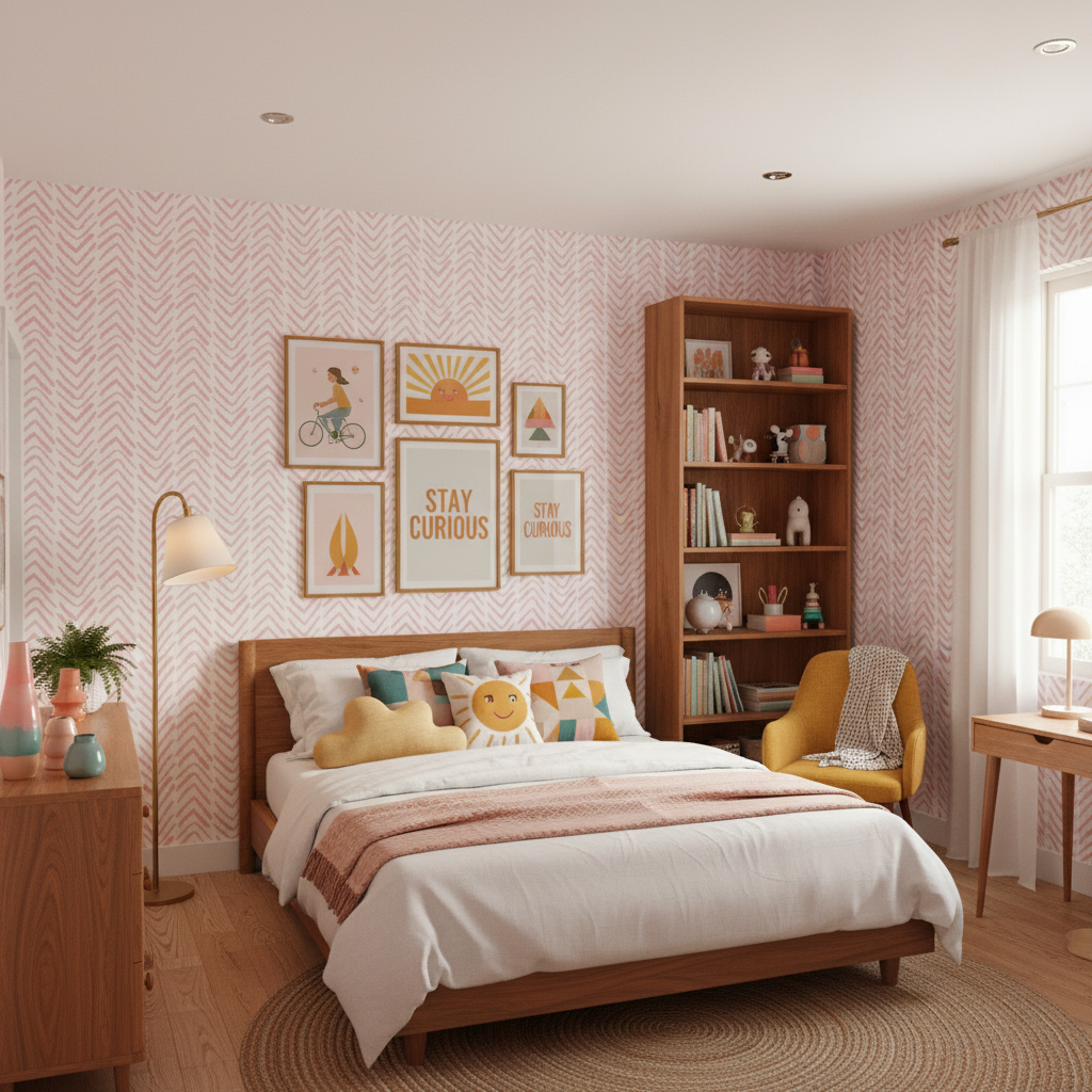 Soft Pink Herringbone Wallpaper