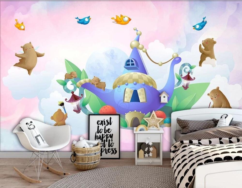 Animated Bears and Aladdin Castle Mural Wallpaper - Fervour Living