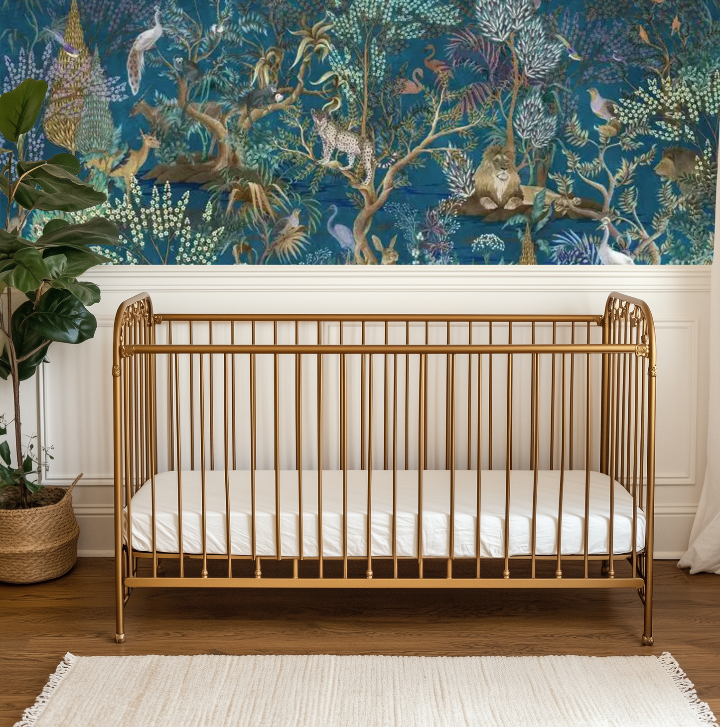 Midnight Blue Jungle Paradise Mural Wallpaper