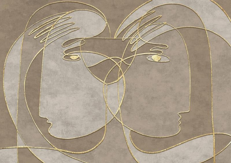 Boho Abstract Modern Faces Bedroom Mural