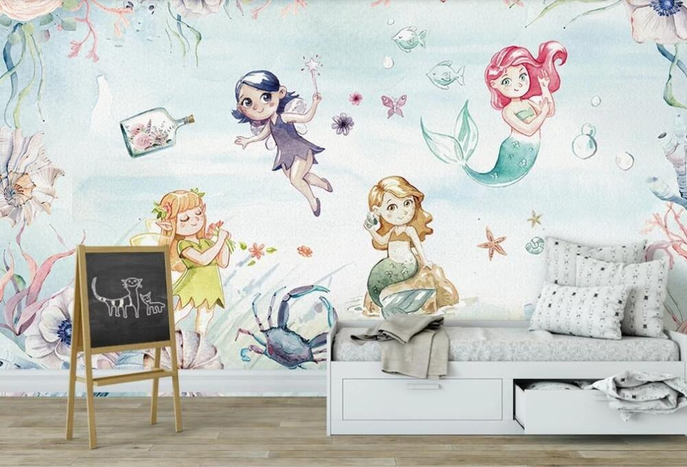 Girls Mermaid Seaworld Mural Wallpaper