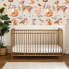 Beige Woodland Animals Mural Wallpaper