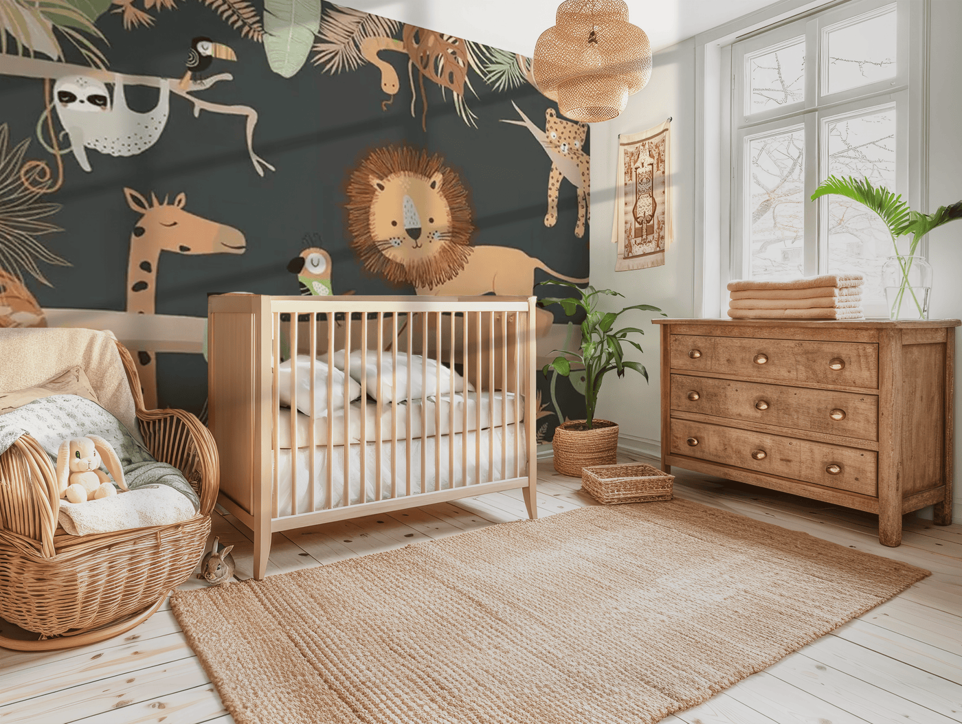 Jungle majesty lion children's mural wallpaper for a kids' room