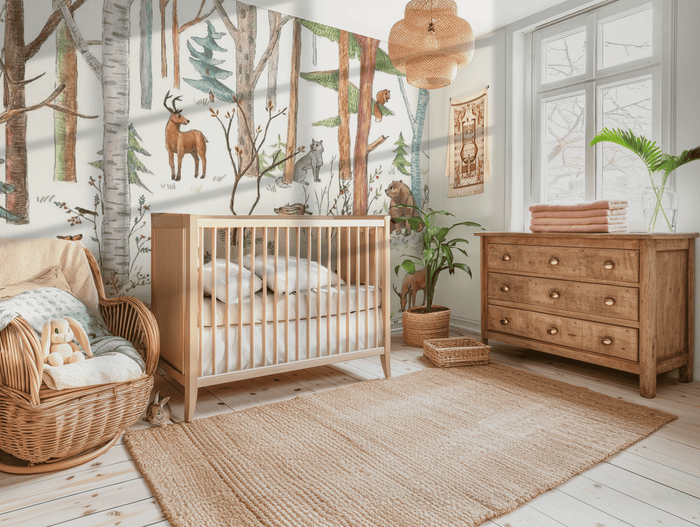 Woodland reindeer and foxes mural wallpaper