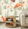 Beige Fox & Rabbit Woodland Mural Wallpaper