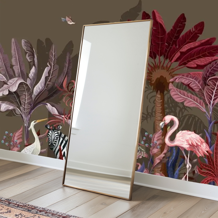 Brown enchanted jungle animals mural wallpaper