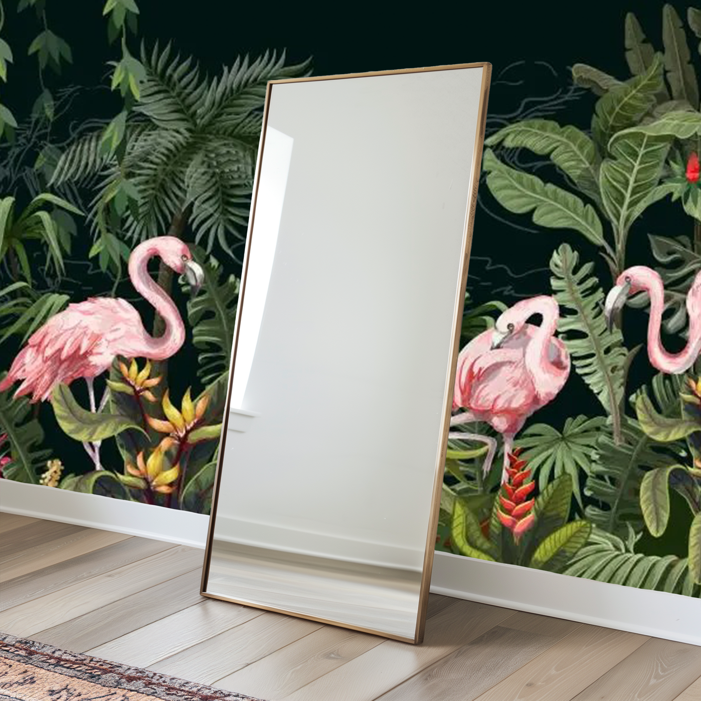 Exotic flamingo paradise mural wallpaper – design detail