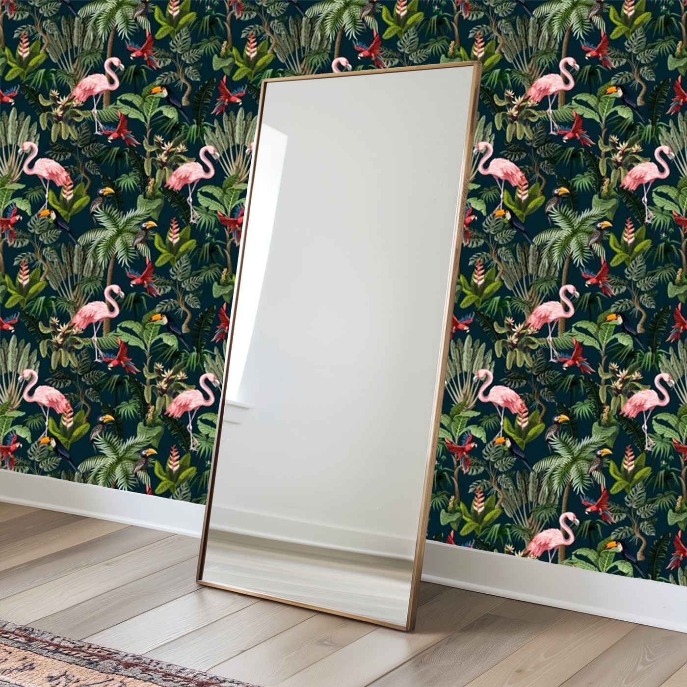 Mini flamingo paradise mural wallpaper