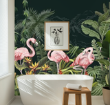 Exotic flamingo paradise mural wallpaper