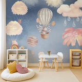 Balloon dreams hot air balloons and clouds children's mural wallpaper