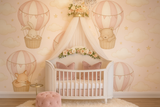 Blush balloon animal baby girl nursery mural wallpaper – design detail