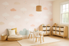 Pink Clouds & Raindrops Nursery Mural Wallpaper