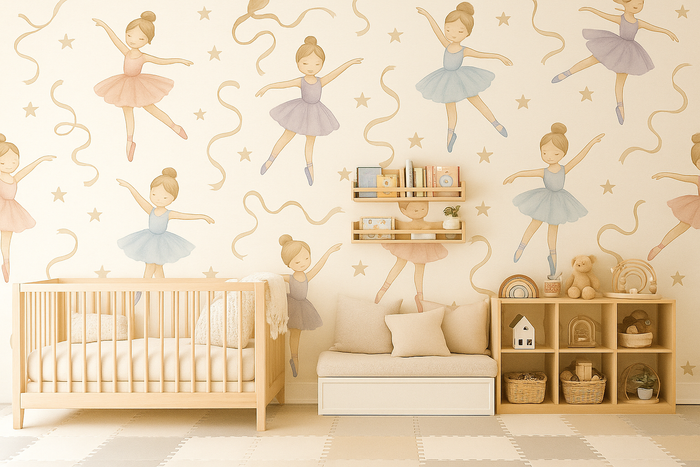 Pastel ballerina mural wallpaper – design detail