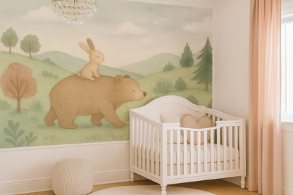 Bear & Bunny Nursery Woodland Mural Wallpaper