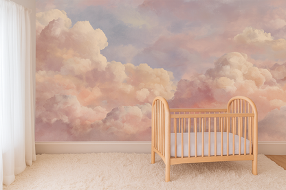 Dreamy Sky Blush Pink Cloud Mural Wallpaper