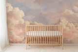 Dreamy sky blush pink cloud mural wallpaper – design detail