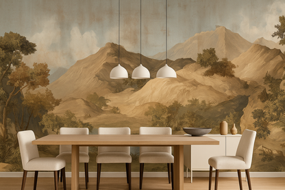 Scenic Mountain Landscape Mural Wallpaper