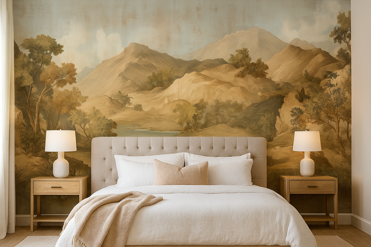 Scenic mountain landscape mural wallpaper – design detail