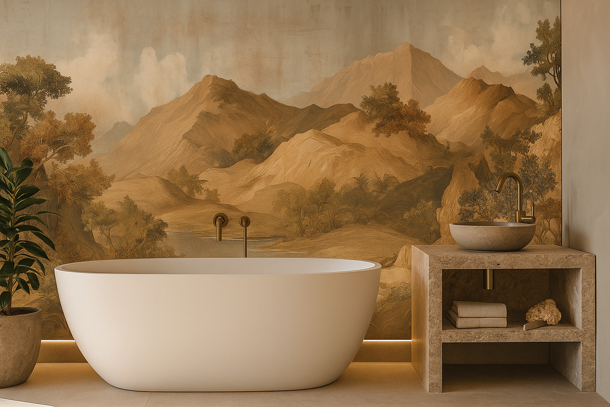 Scenic mountain landscape mural wallpaper – design detail