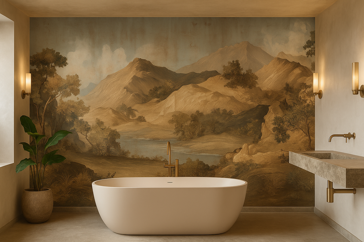 Scenic mountain landscape mural wallpaper – design detail