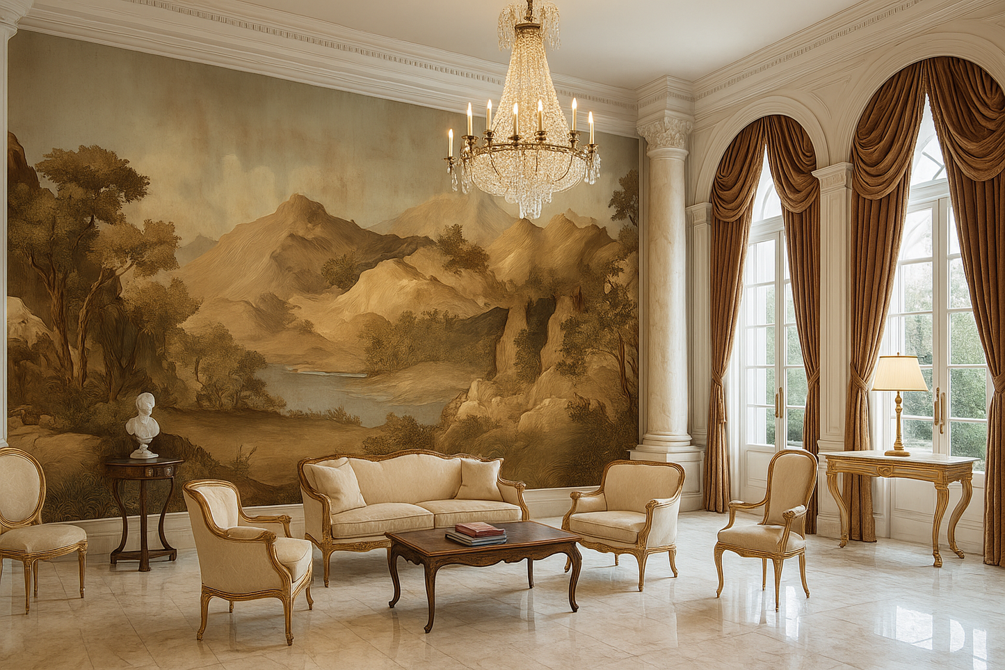 Scenic Mountain Landscape Mural Wallpaper