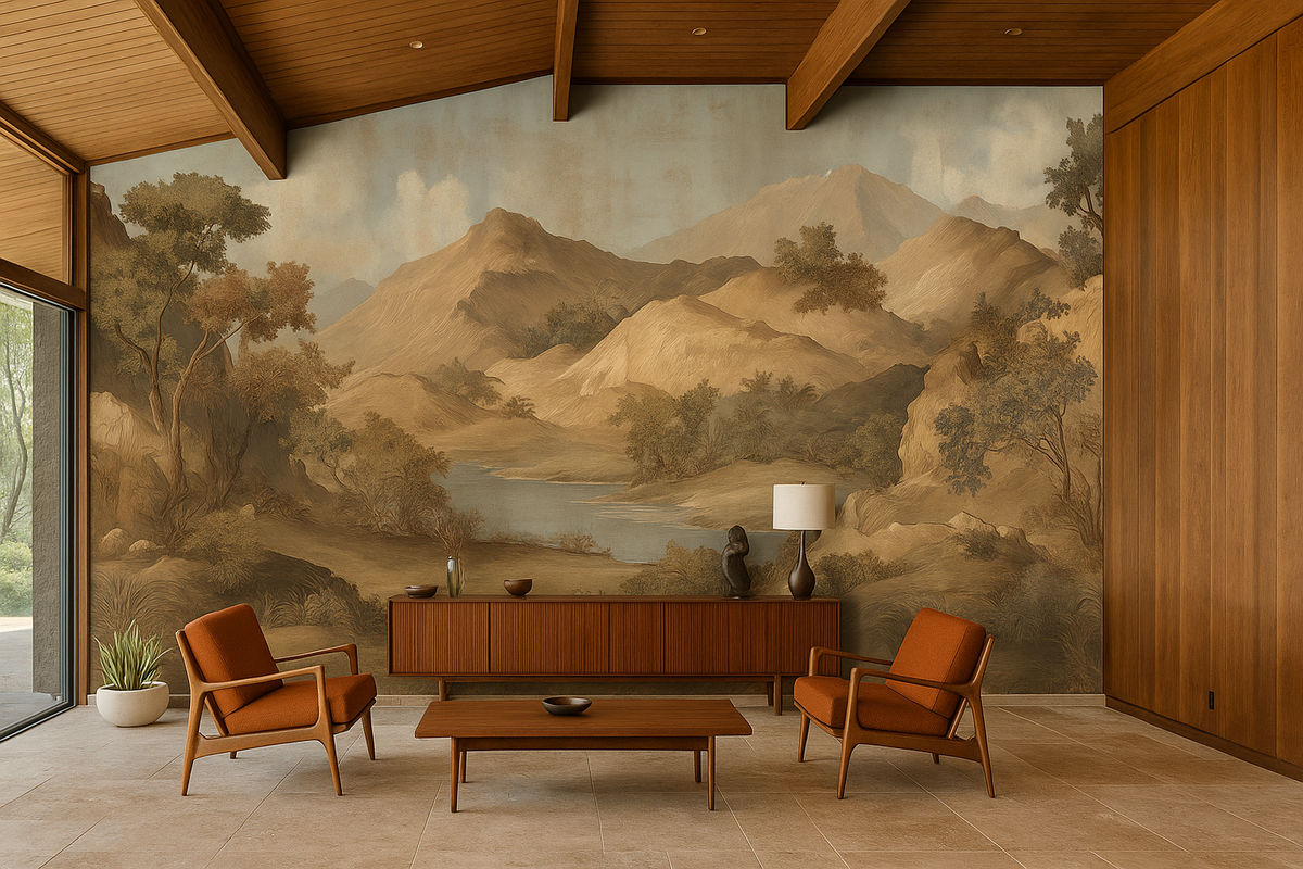 Scenic mountain landscape mural wallpaper – design detail