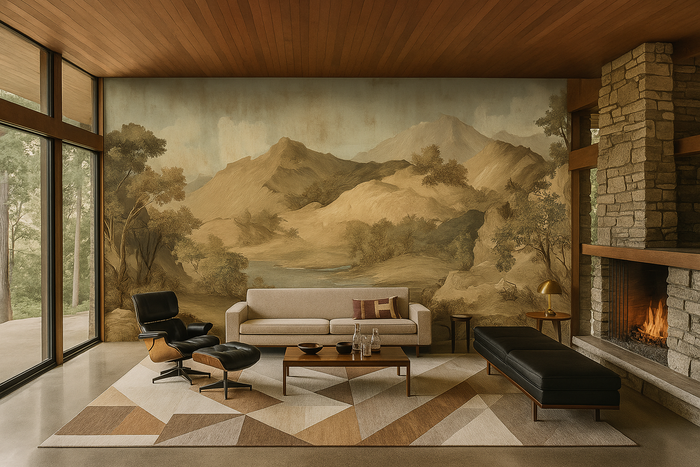 Scenic mountain landscape mural wallpaper – design detail