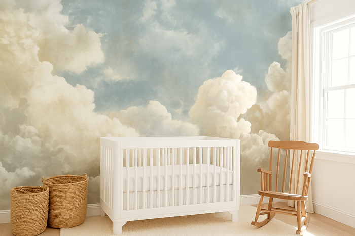 Blue sky cloud mural wallpaper