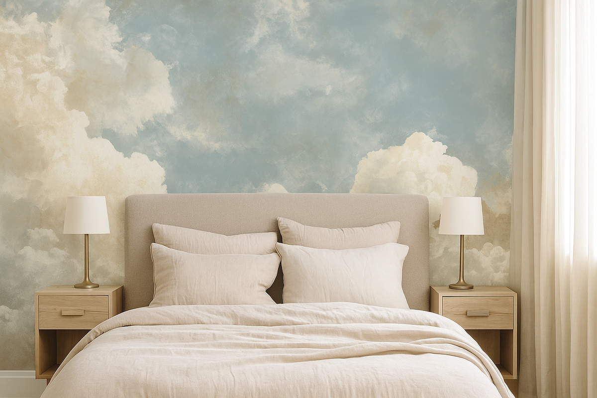 Blue sky cloud mural wallpaper – design detail