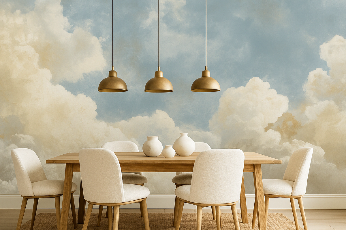 Blue sky cloud mural wallpaper – design detail