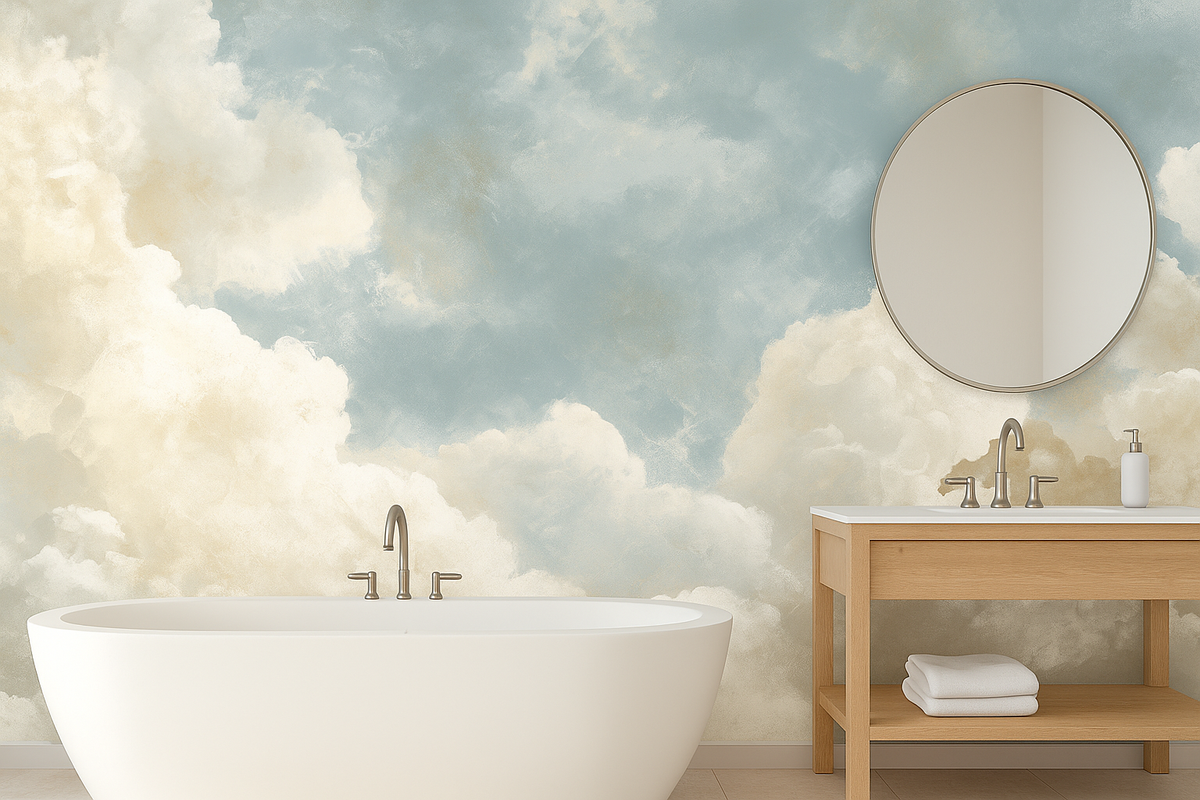Blue sky cloud mural wallpaper – design detail