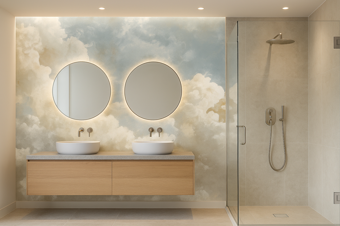 Blue Sky Cloud Mural Wallpaper