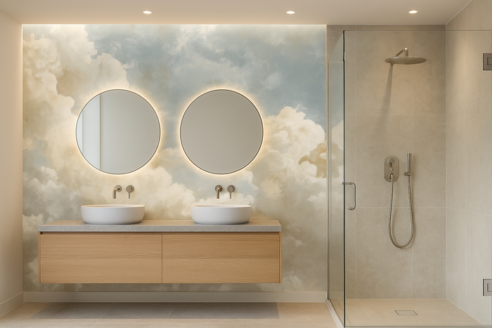 Blue sky cloud mural wallpaper – design detail