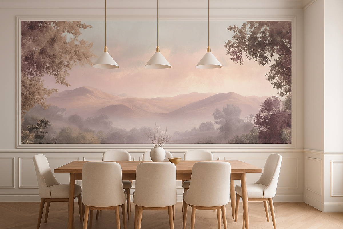 Blush spring romantic mural wallpaper – design detail