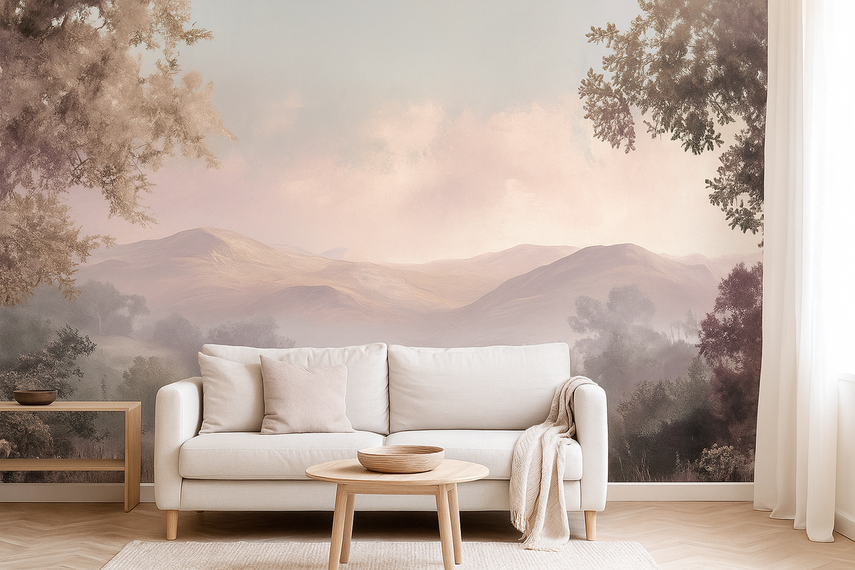 Blush spring romantic mural wallpaper – design detail