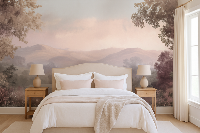 Blush spring romantic mural wallpaper – design detail