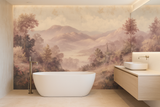 Pink meadow landscape mural wallpaper – design detail