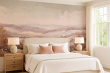 Terracotta blush landscape mural wallpaper – design detail