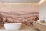 Terracotta blush landscape mural wallpaper – design detail