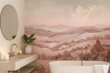 Terracotta blush landscape mural wallpaper – design detail
