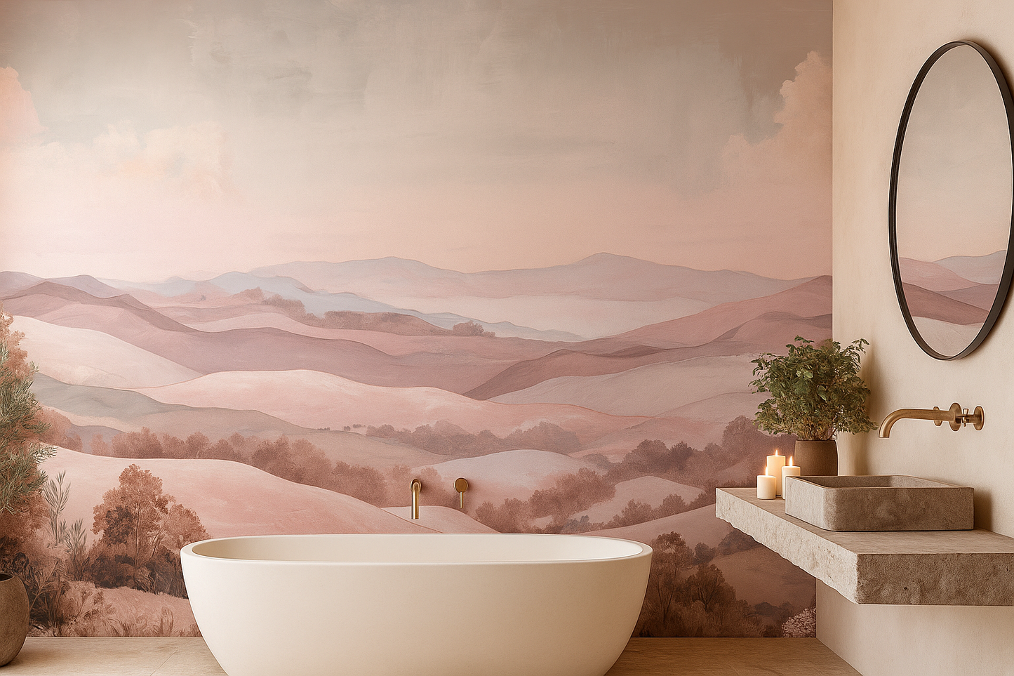 Terracotta Blush Landscape Mural