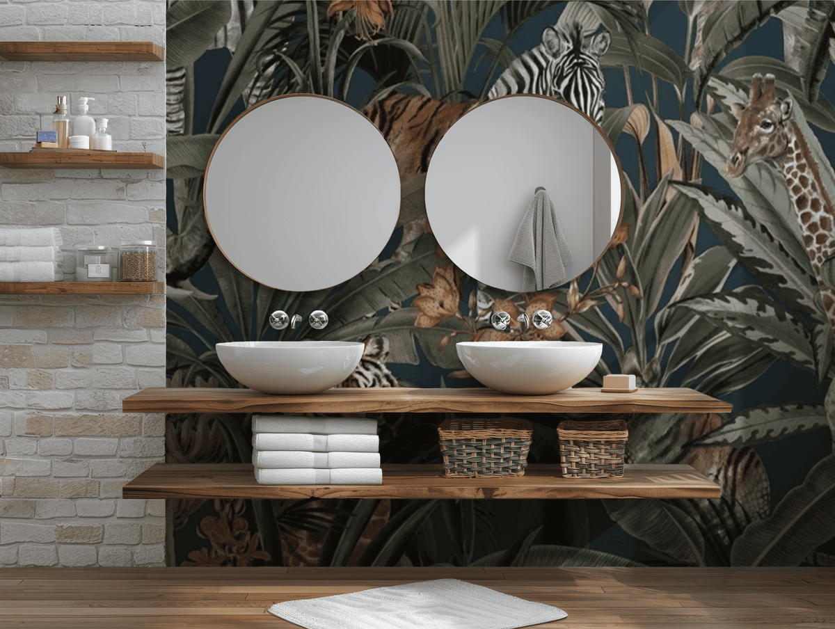 In the wild safari animals mural wallpaper – design detail